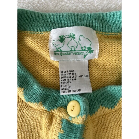 QUACKER FACTORY Summer Theme Cardigan Appliqué Sequins Size Large Button Front - Picture 7 of 10
